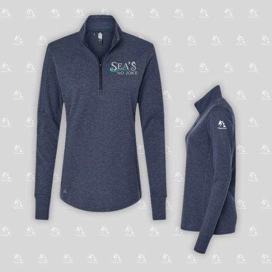 Sea's No Joke - Adidas Women's 3-Stripes Quarter-Zip Sweater