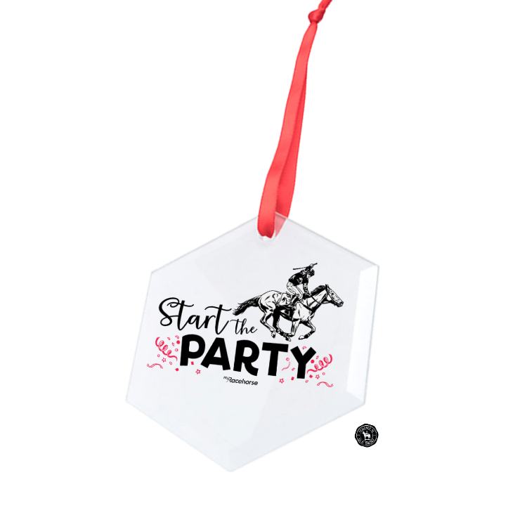 Start the Party Hexagonal Glass Ornament