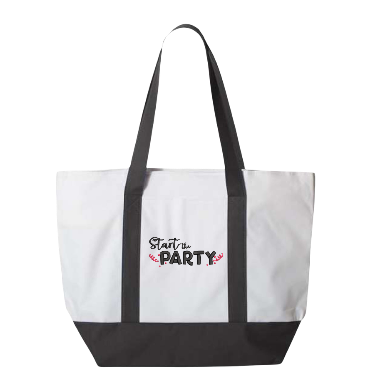 Start the Party Embroidered Tote Bag