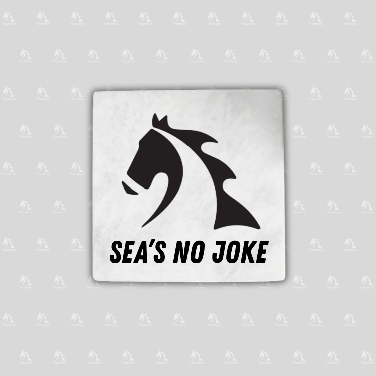 Sea's No Joke Marble Coaster w/ Cork Back