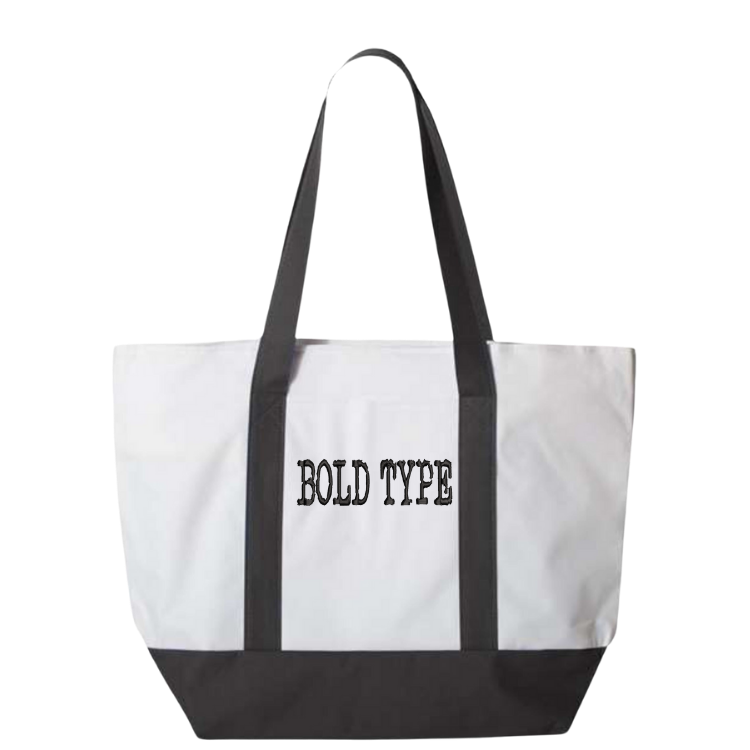 Bold Type Embroidered Tote Bag