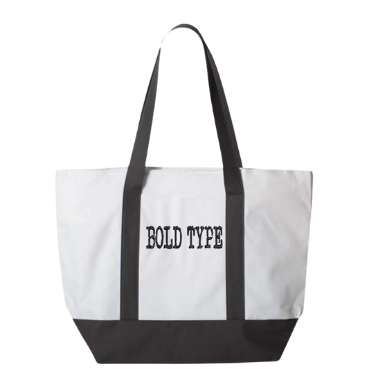 Bold Type Embroidered Tote Bag