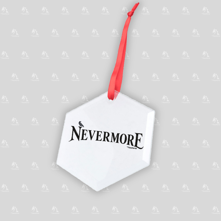 Nevermore Hexagonal Glass Ornament
