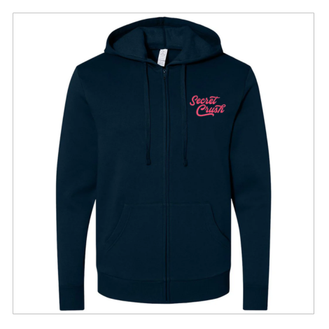 Secret Crush Unisex Embroidered Fleece Zip Hoodie