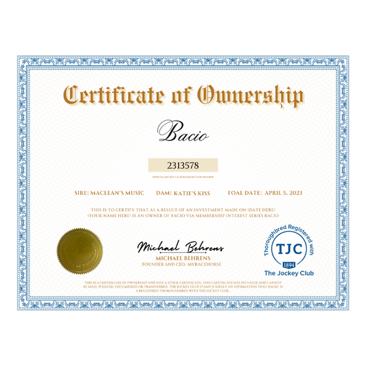 Bacio Certificate of Ownership