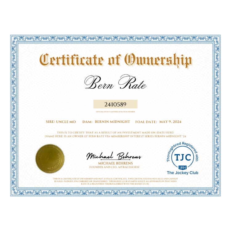Bern Rate Certificate of Ownership