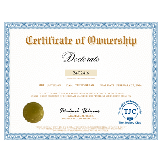 Doctorate Certificate of Ownership