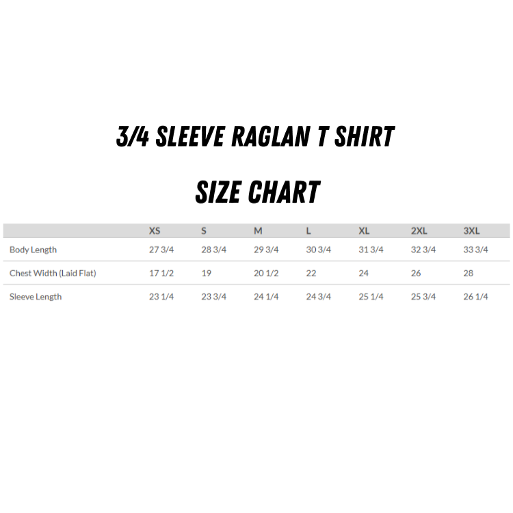 Bacio Unisex 3/4 Sleeve Raglan T-Shirt