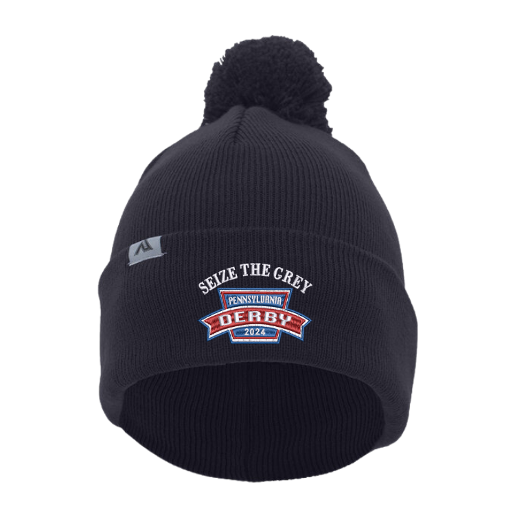 Seize the Grey Pennsylvania Derby Collection Beanie with Pom-Pom