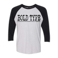Load image into Gallery viewer, Bold Type Unisex 3/4 Sleeve Raglan T-Shirt
