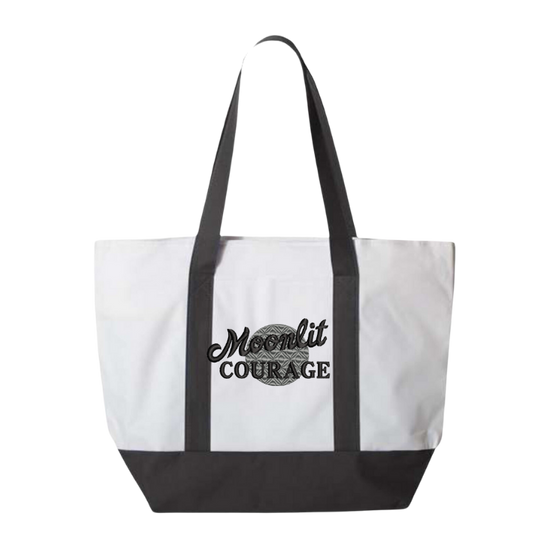Moonlit Courage Embroidered Tote Bag