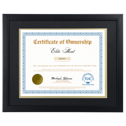 Elite Heat Certificate of Ownership