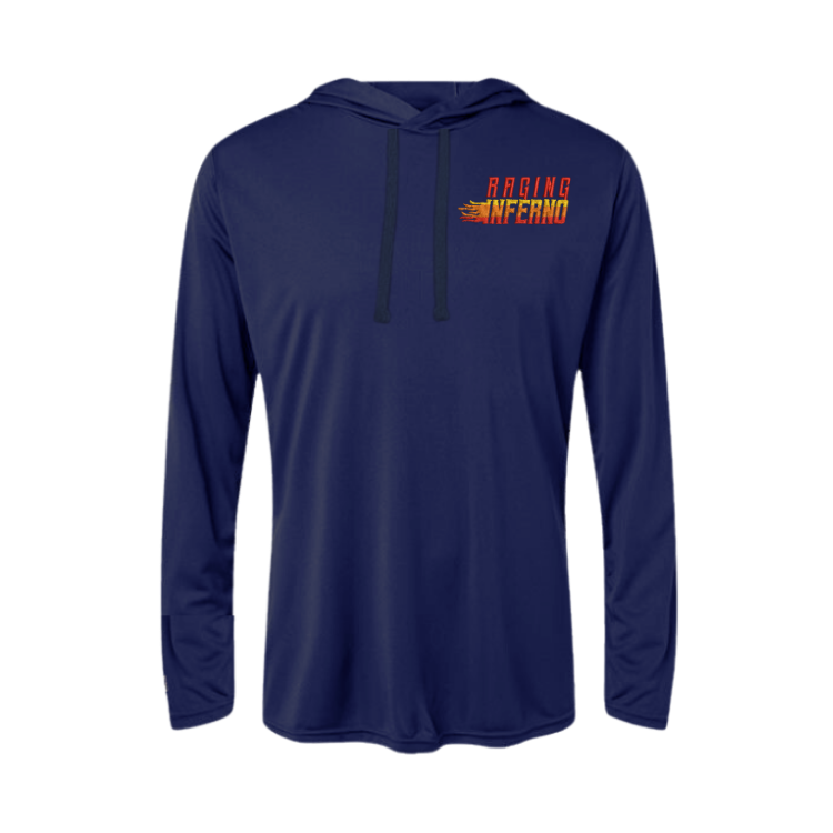 Raging Inferno Embroidered Women's Hooded Long Sleeve T-Shirt