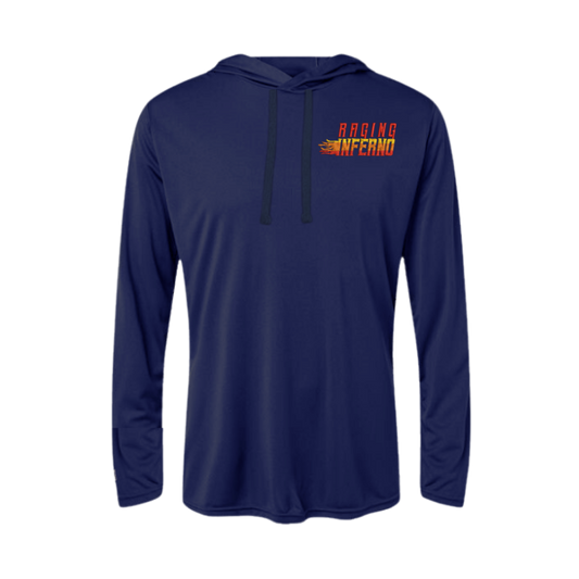 Raging Inferno Embroidered Women's Hooded Long Sleeve T-Shirt