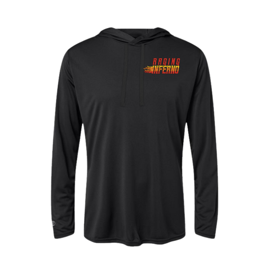 Raging Inferno Embroidered Women's Hooded Long Sleeve T-Shirt