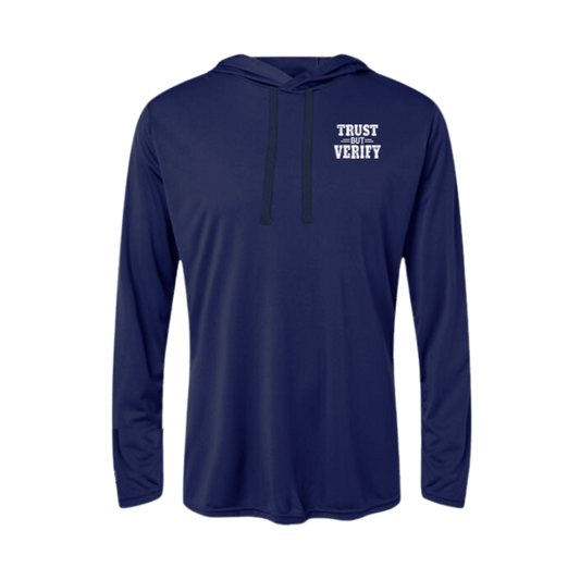 Trust but Verify Embroidered Women's Hooded Long Sleeve T-Shirt