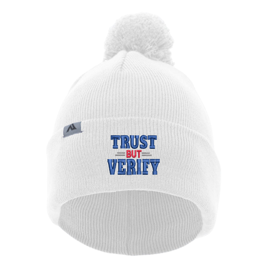 Trust but Verify Beanie with Pom-Pom
