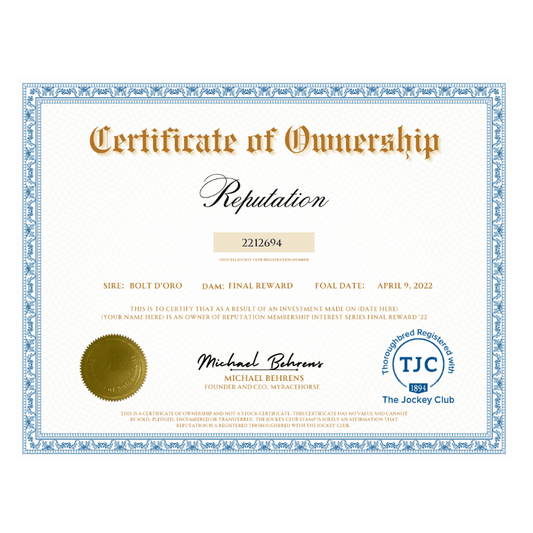 Reputation Certificate of Ownership