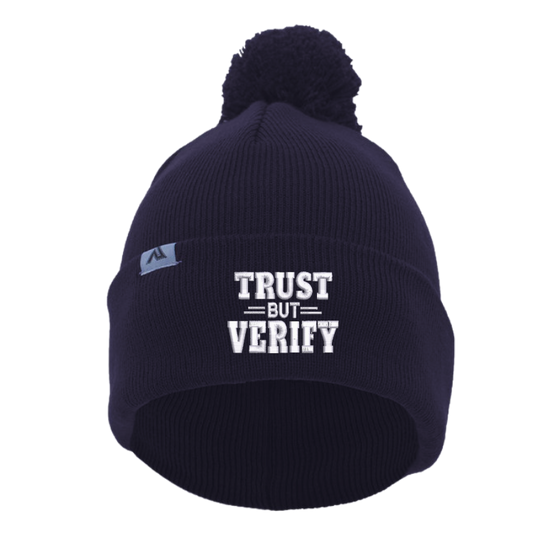 Trust but Verify Beanie with Pom-Pom
