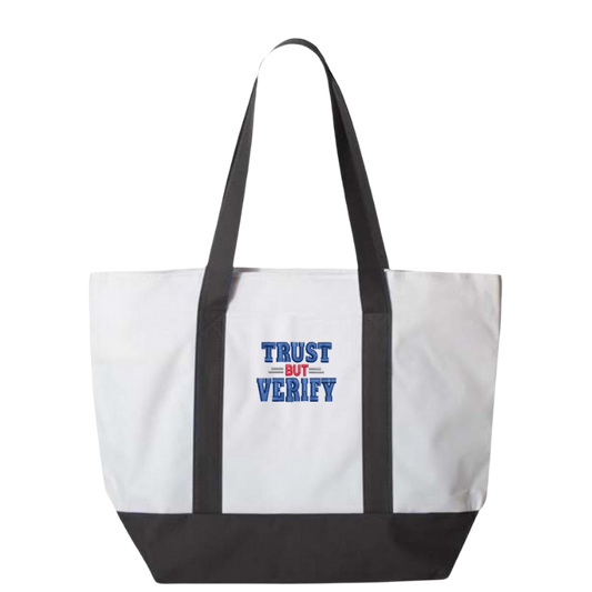 Trust but Verify Embroidered Tote Bag