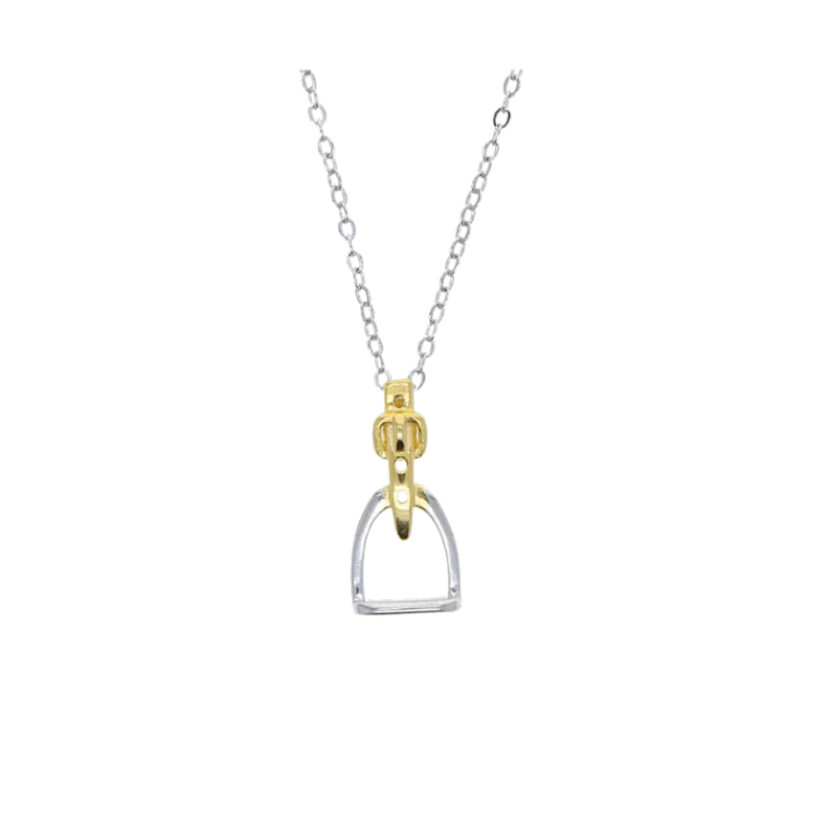 Two-Tone Rhodium Stirrup Necklace