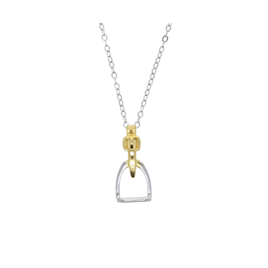 Two-Tone Rhodium Stirrup Necklace
