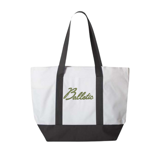 75% Off- Cursive Green Balletic Embroidered Tote Bag