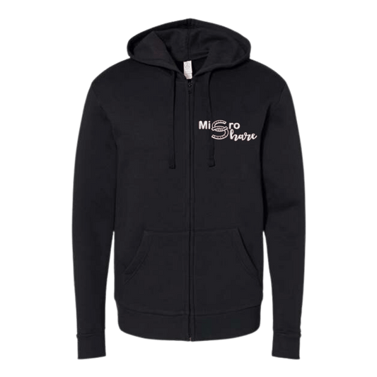 Micro Share Unisex Embroidered Fleece Zip Hoodie