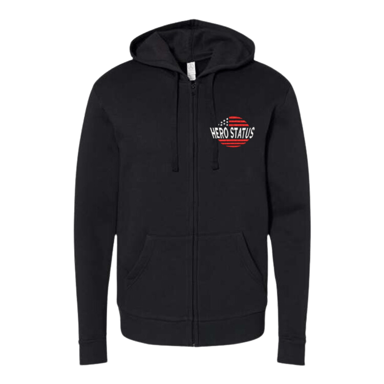 Hero Status Unisex Embroidered Fleece Zip Hoodie