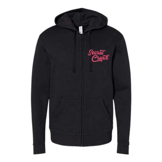 Secret Crush Unisex Embroidered Fleece Zip Hoodie