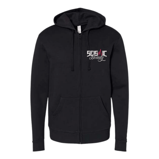 Seismic Beauty Unisex Embroidered Fleece Zip Hoodie