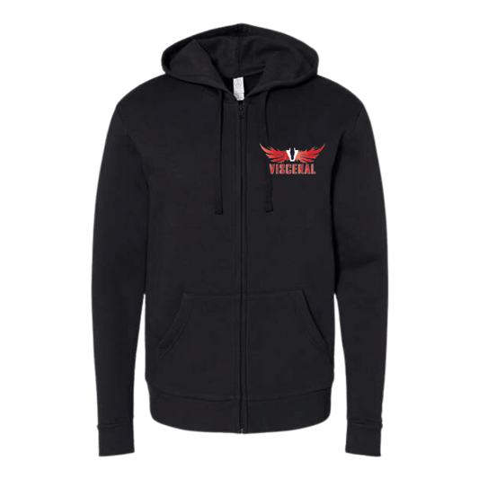 Visceral Unisex Embroidered Fleece Zip Hoodie