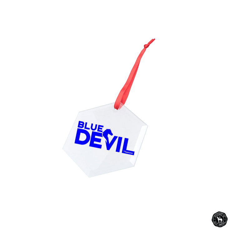 Blue Devil Hexagonal Glass Ornament