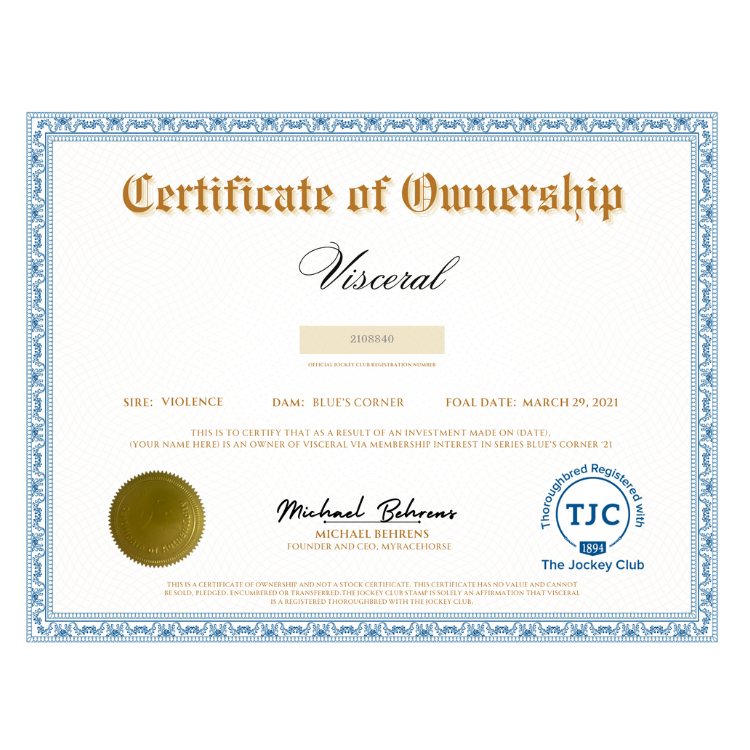 Visceral Certificate of Ownership