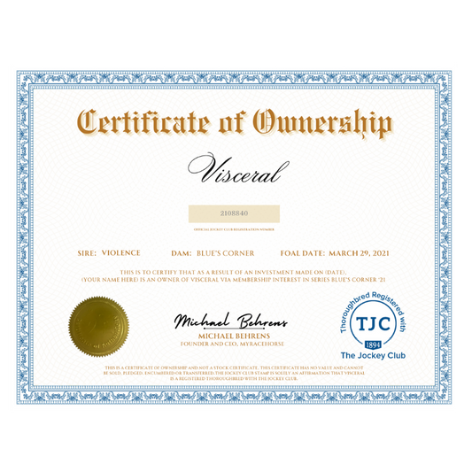 Visceral Certificate of Ownership