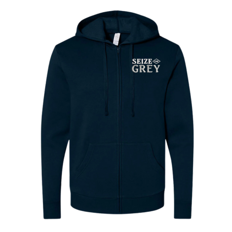 Seize the Grey Unisex Embroidered Fleece Zip Hoodie