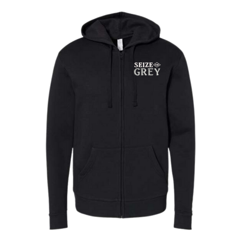 Seize the Grey Unisex Embroidered Fleece Zip Hoodie