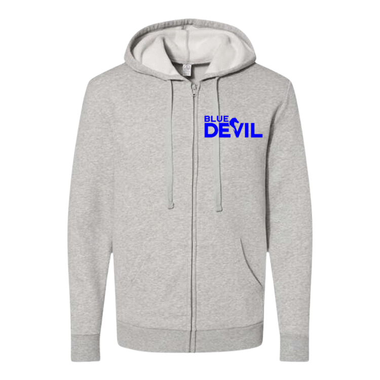 Blue Devil Unisex Embroidered Fleece Zip Hoodie