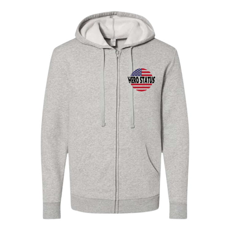 Hero Status Unisex Embroidered Fleece Zip Hoodie