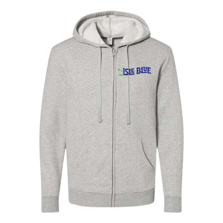 Isle Blue Unisex Embroidered Fleece Zip Hoodie