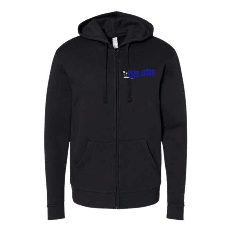 Isle Blue Unisex Embroidered Fleece Zip Hoodie