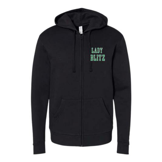 Lady Blitz Unisex Embroidered Fleece Zip Hoodie