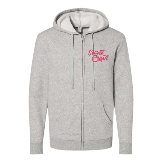 Secret Crush Unisex Embroidered Fleece Zip Hoodie