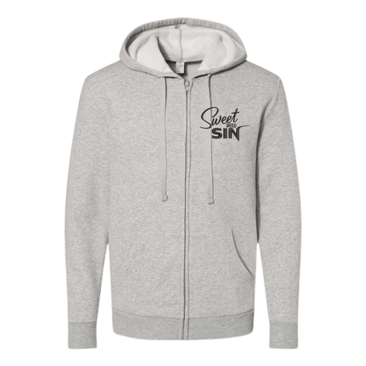 Sweet as Sin Unisex Embroidered Fleece Zip Hoodie