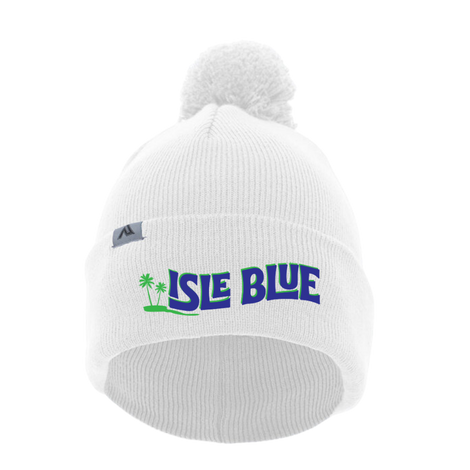 Isle Blue Beanie with Pom-Pom