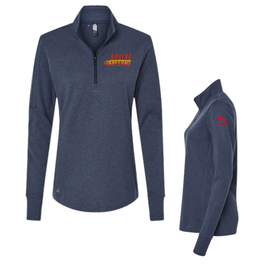 Raging Inferno - Adidas Women's 3-Stripes Quarter-Zip Sweater