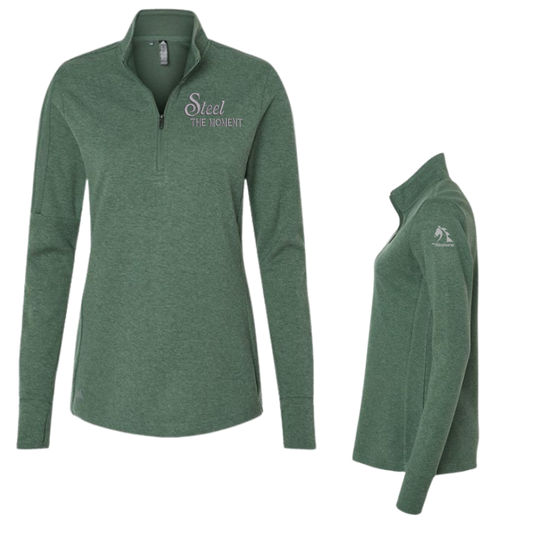 Steel the Moment - Adidas Women's 3-Stripes Quarter-Zip Sweater