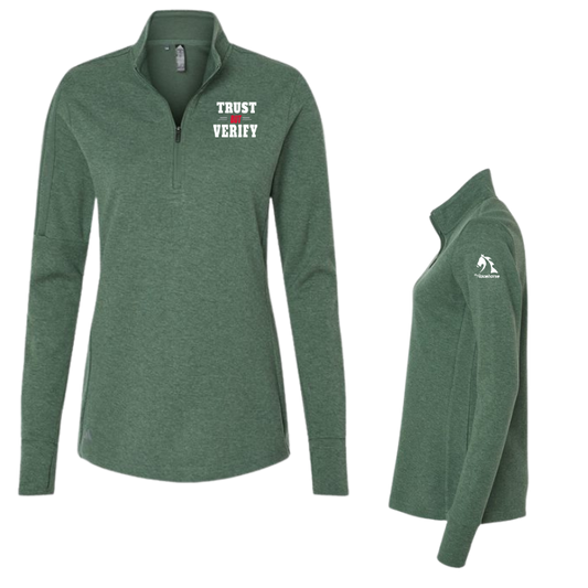 Trust but Verify - Adidas Women's 3-Stripes Quarter-Zip Sweater