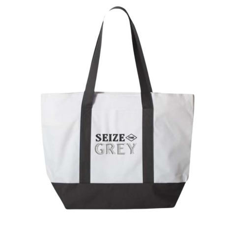 Seize the Grey Embroidered Tote Bag