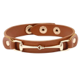 Load image into Gallery viewer, Vegan Leather Bracelet with Gold Tone Snaffle Bit

